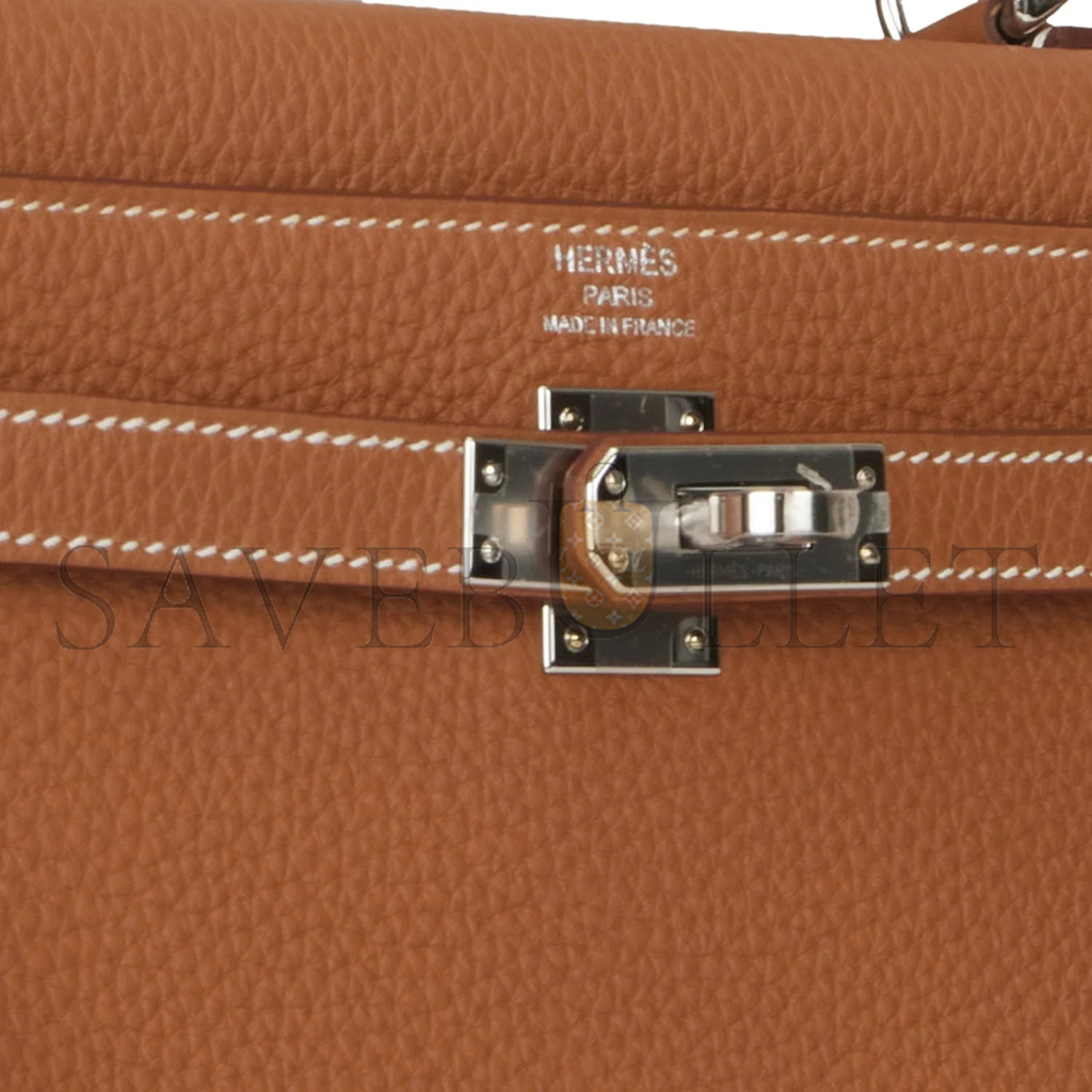 HERMÈS MASTER KELLY RETOURNE 25 GOLD TOGO PALLADIUM HARDWARE (25*17*7cm) 